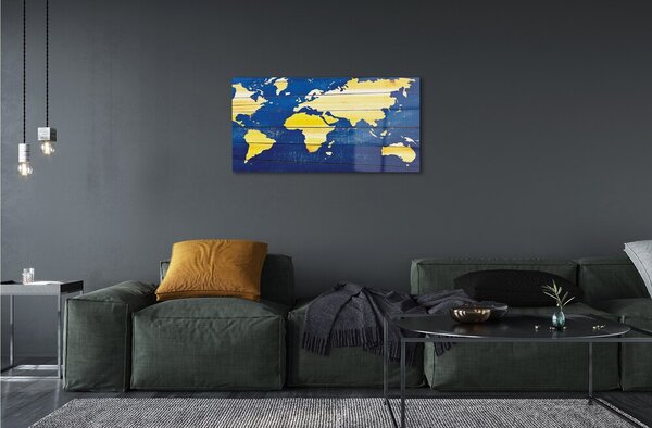 Sklenený obraz Máp na modré dosky 100x50 cm 2 Prívesky