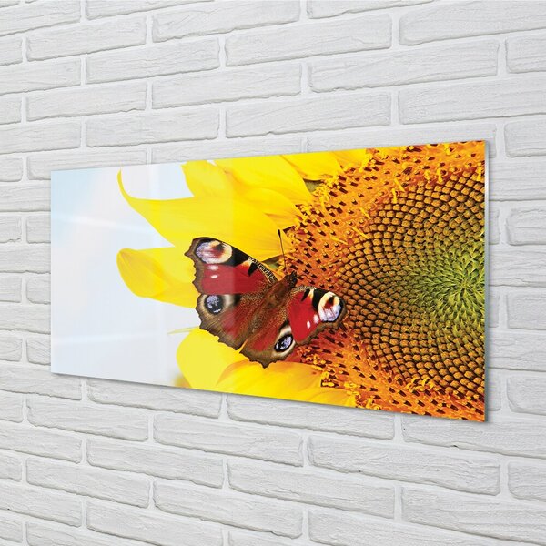 Sklenený obraz slnečnica motýľ 100x50 cm 2 Prívesky