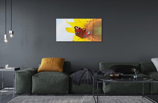 Sklenený obraz slnečnica motýľ 100x50 cm 2 Prívesky