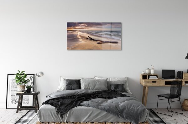 Sklenený obraz Gdańsk Beach sea sunset 100x50 cm 2 Prívesky