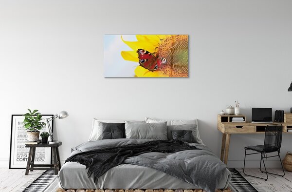 Sklenený obraz slnečnica motýľ 100x50 cm 2 Prívesky