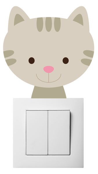 Nalepte.cz Farebná mačka na vypínač textilní prelepiteľná nálepka na stenu 11 x 11 cm