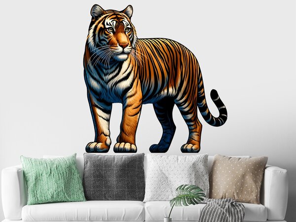 Nalepte.cz Tiger textilní prelepiteľná nálepka na stenu arch 44 x 45 cm