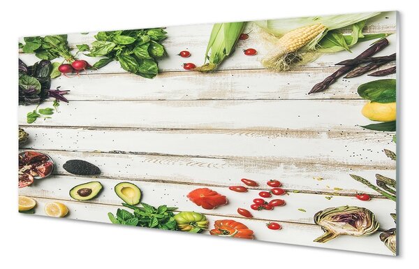Obraz na skle Špenát Avokádo Corn 100x50 cm 2 Prívesky