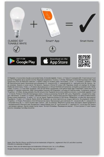 SADA 3x LED Stmievateľná žiarovka SMART+ E27/9,5W/230V 2700K-6500K - Ledvance