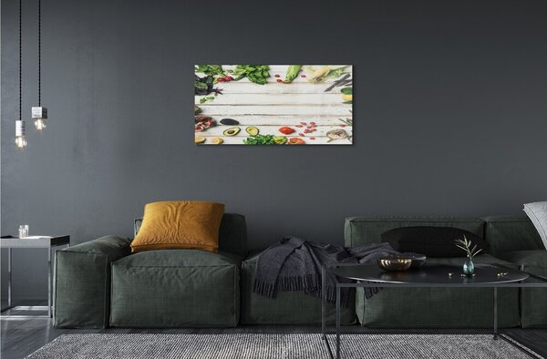 Obraz na skle Špenát Avokádo Corn 100x50 cm 2 Prívesky