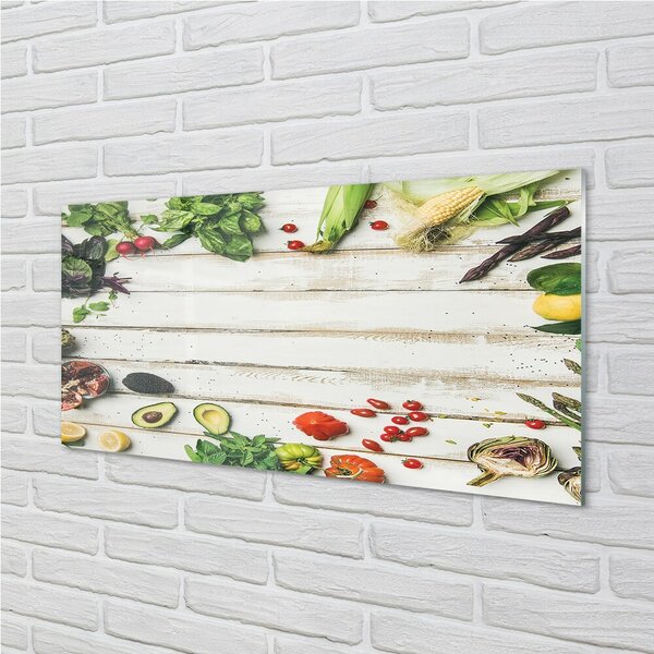 Obraz na skle Špenát Avokádo Corn 100x50 cm 2 Prívesky