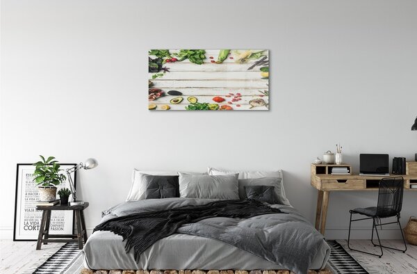 Obraz na skle Špenát Avokádo Corn 100x50 cm 2 Prívesky