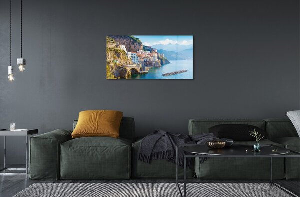 Sklenený obraz Taliansko pobrežie morské stavby 100x50 cm 2 Prívesky