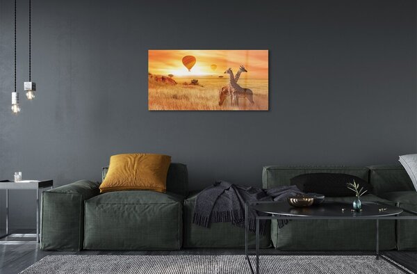Obraz na skle Balóny neba žirafa 100x50 cm 2 Prívesky