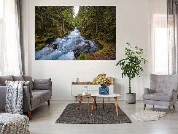 Nalepte.cz Rieka v lese textilní prelepiteľná nálepka na stenu 45 x 30 cm
