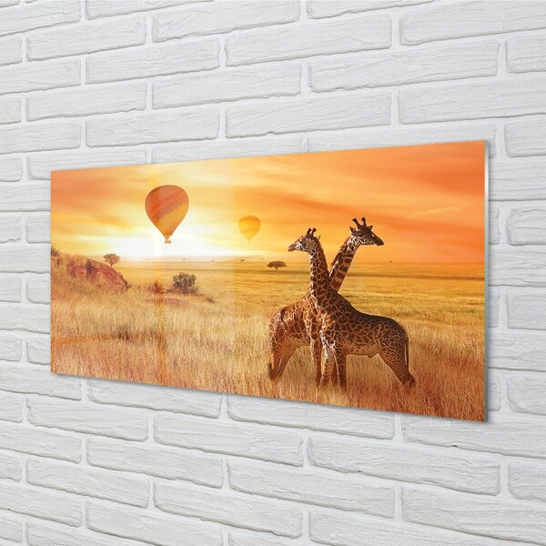 Obraz na skle Balóny neba žirafa 100x50 cm 2 Prívesky