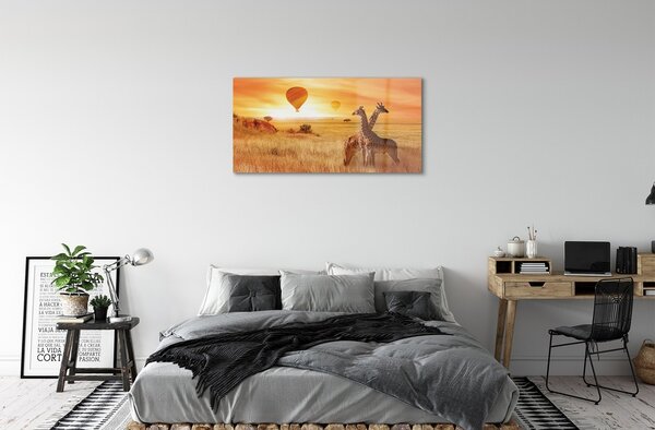 Obraz na skle Balóny neba žirafa 100x50 cm 2 Prívesky