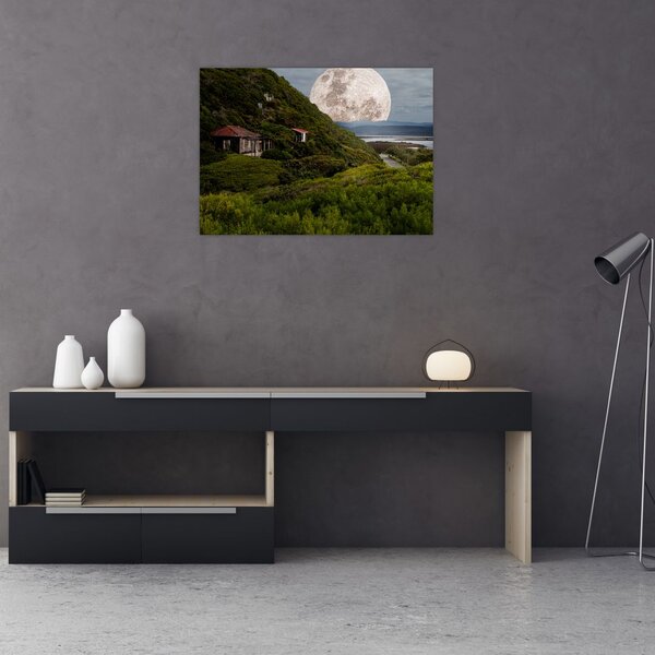 Obraz krajiny s mesiacom (70x50 cm)