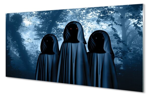 Obraz na skle Lesných stromov strašidelnými postavami 100x50 cm 2 Prívesky
