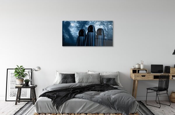 Obraz na skle Lesných stromov strašidelnými postavami 100x50 cm 2 Prívesky