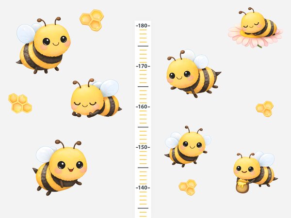 Nalepte.cz Meter včiel a včielok textilní prelepiteľné nálepky na stenu výška 160 cm