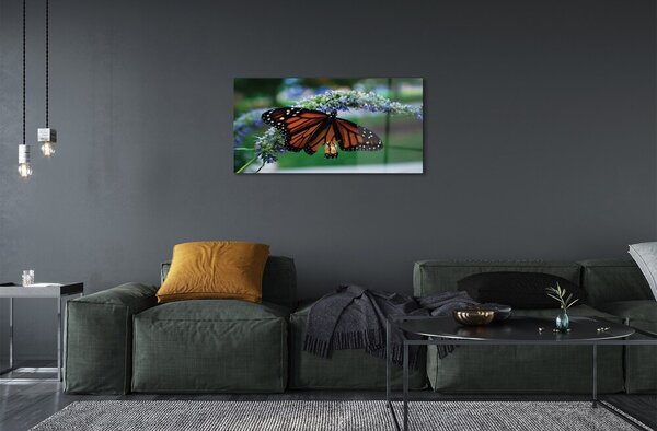 Sklenený obraz Motýľ na kvetine 100x50 cm 2 Prívesky