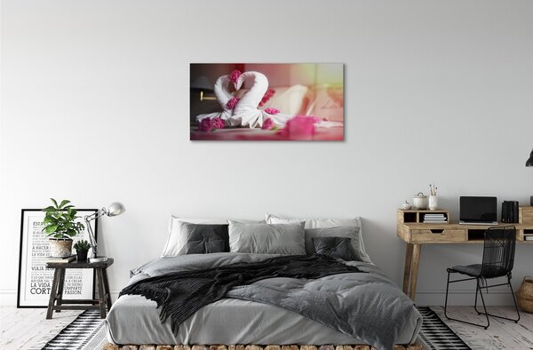 Obraz na skle Uteráky labute kvety 100x50 cm 2 Prívesky