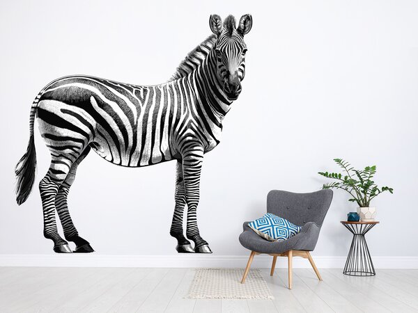 Nalepte.cz Zebra textilní prelepiteľná nálepka na stenu arch 44 x 45 cm