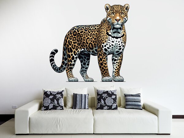 Nalepte.cz Leopard textilní prelepiteľná nálepka na stenu arch 20 x 19 cm