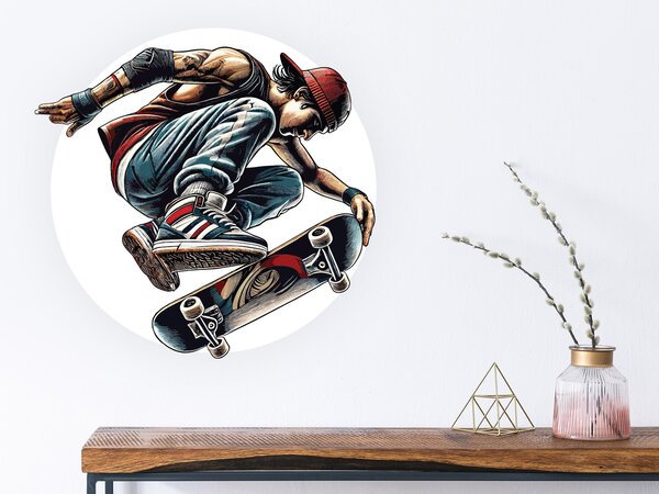 Nalepte.cz Skateboardista textilní prelepiteľná nálepka na stenu arch 20 x 19 cm