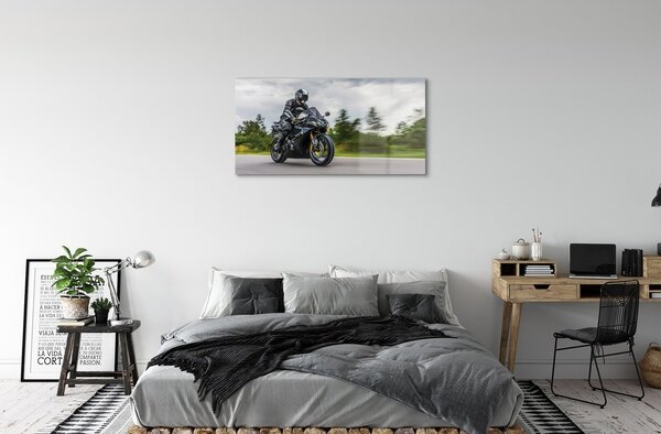 Obraz na skle Motocykel cesty mraky neba 100x50 cm 2 Prívesky