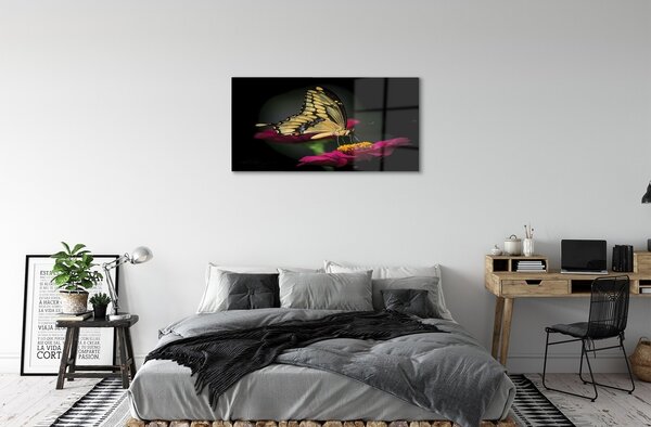 Sklenený obraz Motýľ na kvetine 100x50 cm 2 Prívesky