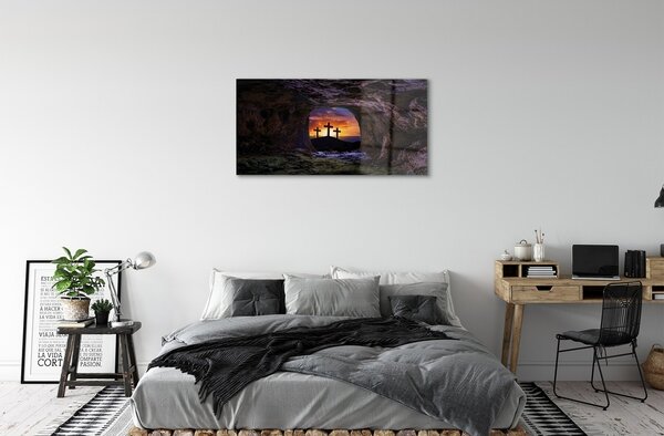 Sklenený obraz kríže pri západe slnka 100x50 cm 2 Prívesky
