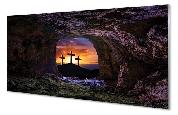 Sklenený obraz kríže pri západe slnka 100x50 cm 2 Prívesky