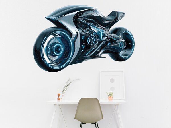 Nalepte.cz Futuristická motorka textilní prelepiteľná nálepka na stenu arch 20 x 13 cm