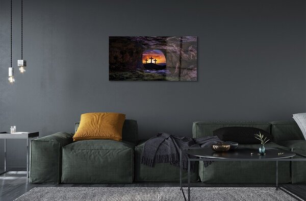 Sklenený obraz kríže pri západe slnka 100x50 cm 2 Prívesky