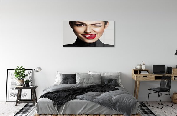 Obraz na skle Samice červené pery 100x50 cm 2 Prívesky