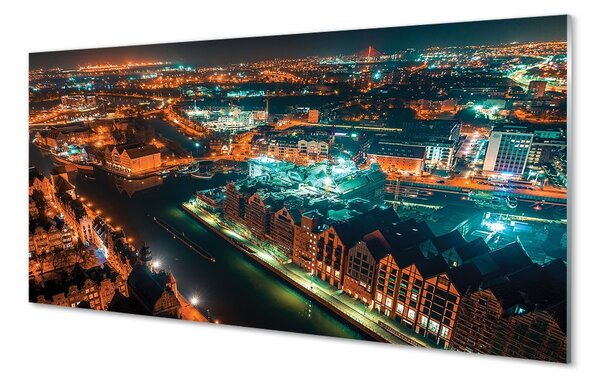 Sklenený obraz Gdańsk River nočné panorama 100x50 cm 2 Prívesky
