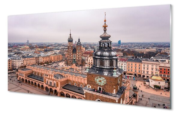 Sklenený obraz Krakov Panorama zimných kostolov 100x50 cm 2 Prívesky