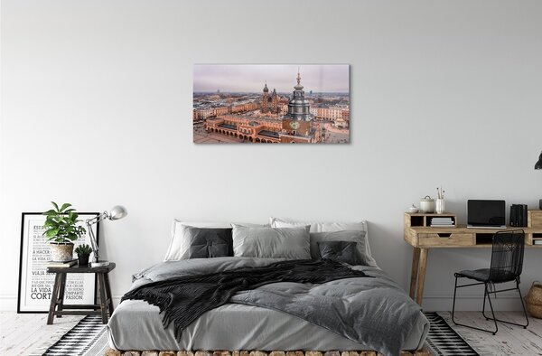 Sklenený obraz Krakov Panorama zimných kostolov 100x50 cm 2 Prívesky