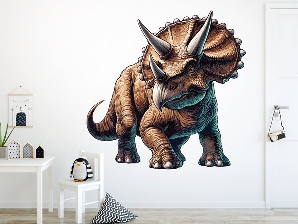 Nalepte.cz Triceratops textilní prelepiteľná nálepka na stenu arch 20 x 20 cm