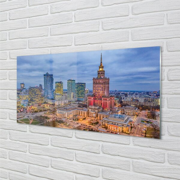 Sklenený obraz Warsaw Panorama západu slnka 100x50 cm 2 Prívesky