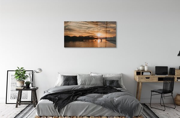 Sklenený obraz Krakow river bridge sunset 100x50 cm 2 Prívesky