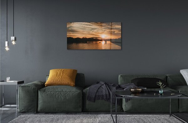 Sklenený obraz Krakow river bridge sunset 100x50 cm 2 Prívesky