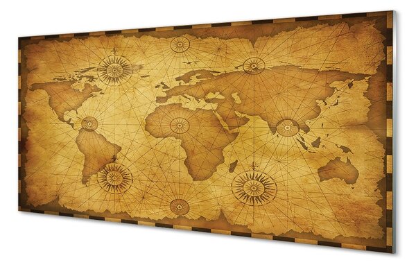Sklenený obraz mapa spálil staré hrany 100x50 cm 2 Prívesky