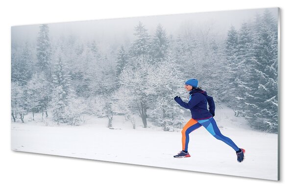 Obraz na skle Les v zime sneh muž 100x50 cm 2 Prívesky