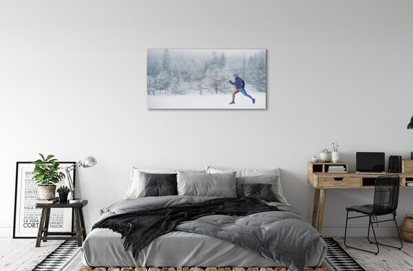 Obraz na skle Les v zime sneh muž 100x50 cm 2 Prívesky