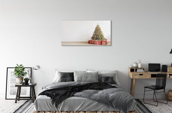 Sklenený obraz Ozdoby na vianočný stromček darčeky 100x50 cm 2 Prívesky