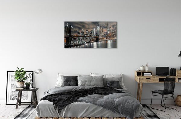 Sklenený obraz Most v noci panorama 100x50 cm 2 Prívesky