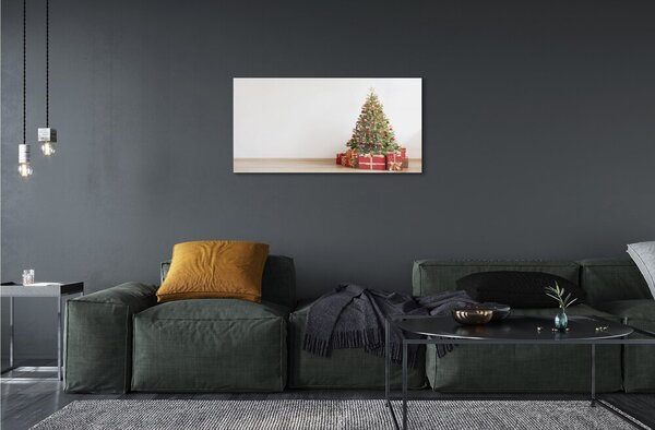 Sklenený obraz Ozdoby na vianočný stromček darčeky 100x50 cm 2 Prívesky