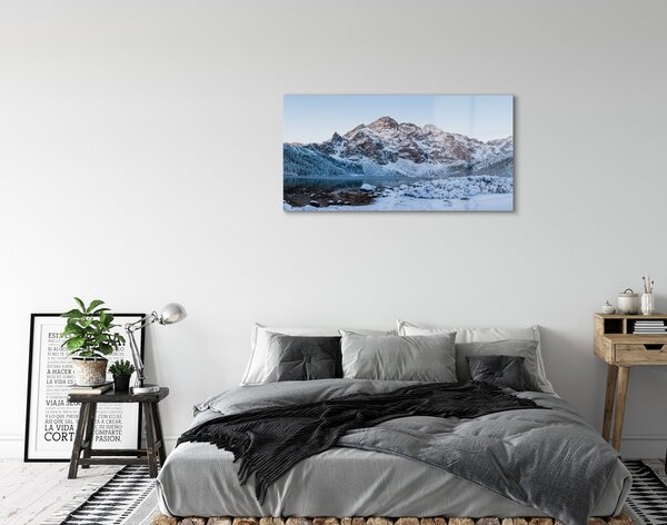 Sklenený obraz Horské zimné jazero 100x50 cm 2 Prívesky