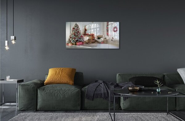 Sklenený obraz Ozdoby na vianočný stromček darčeky 100x50 cm 2 Prívesky