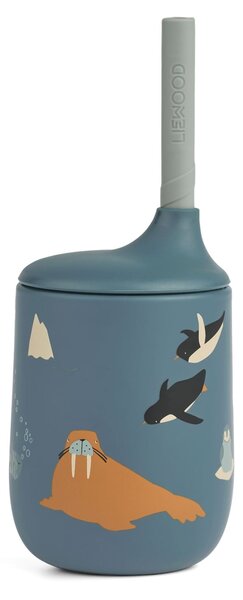 Silikónový hrnček so slamkou Ellis Arctic Sea 230 ml