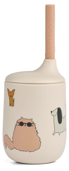 Silikónový hrnček so slamkou Ellis Cats and Dogs 230 ml